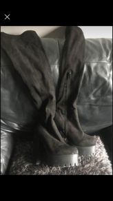 Suede thigh high boots