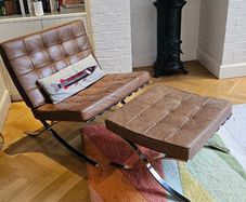 Midcentury modern Barcelona Chair Replica with Footstool