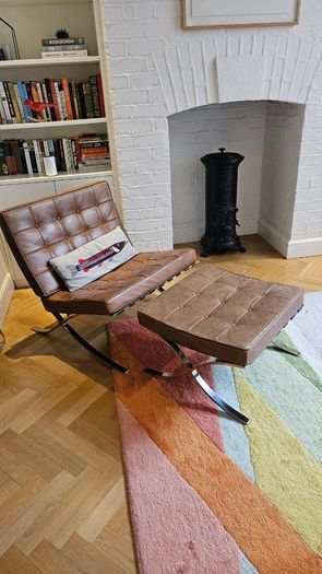 Midcentury modern Barcelona Chair Replica with Footstool