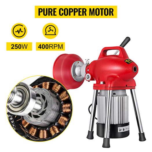 Auger Pipe Drain Cleaning Machine 400W Electric Drain Cleaner 20-125MM Tube Unblocker Toilet Sewer Dredger Set