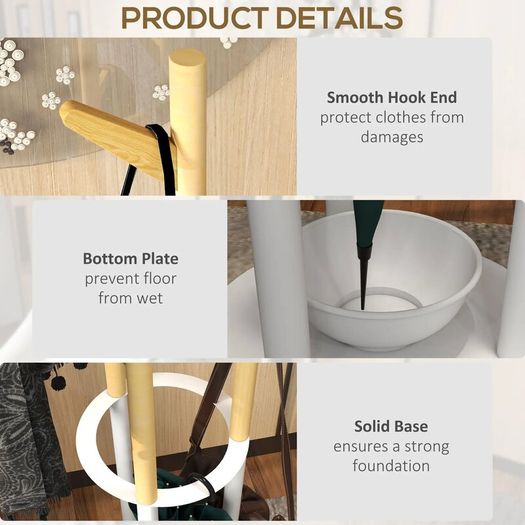 Bamboo Coat Rack Free Standing