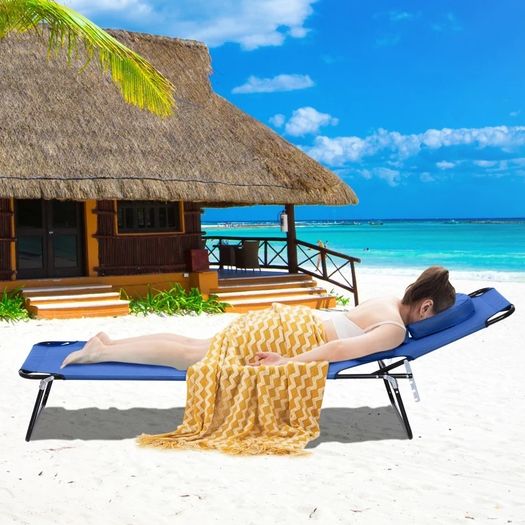 Adjustable Sun Lounger W/Pillow (FREE POSTAGE)
