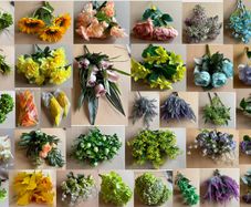 Artificial Flower Bundle - Yellow, Orange, Blue