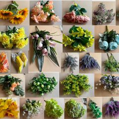 Artificial Flower Bundle - Yellow, Orange, Blue