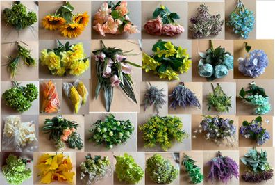 Artificial Flower Bundle - Yellow, Orange, Blue