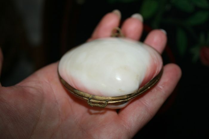 Vintage Genuine Clam Shell Compact Beautiful 2,4"