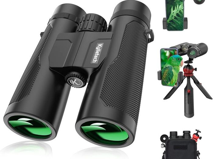 Waterproof Binoculars with Tripod & Phone Adapter, BAK-4 Prisms, FMC Lens for Bird Watching, Hiking & Stargazing