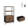 storage shelf, shelf with fabric drawers, bookshelf, industrial design, for living room, study, bedroom, vintage brown-black Image 4