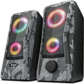GXT 606 Javv RGB-Illuminated 2.0 PC Speakers, 12 W Peak Power, 3.5 mm Jack, Metal Grille, USB Powered Sound System, Speaker Set for Computer, Laptop, Mac