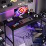 Small Home Office Desk Study Writing Kid Table for Small Spaces, Simple PC Gaming Desk, Adjustable Feet, Black Image 4