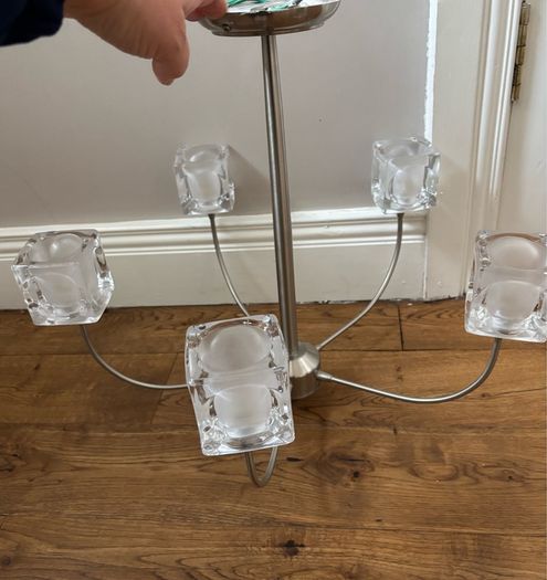 Chrome and Glass chandelier 5 arm ceiling light