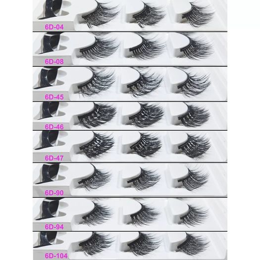 Magnetic Eyelashes with Magnetic Eyeliner and Tweezer - 3 Pair Set - Long Lashes - Size 6D-90