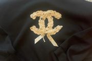 Black Crewneck Sweatshirt with Couture-Inspired Pearl Embellishment