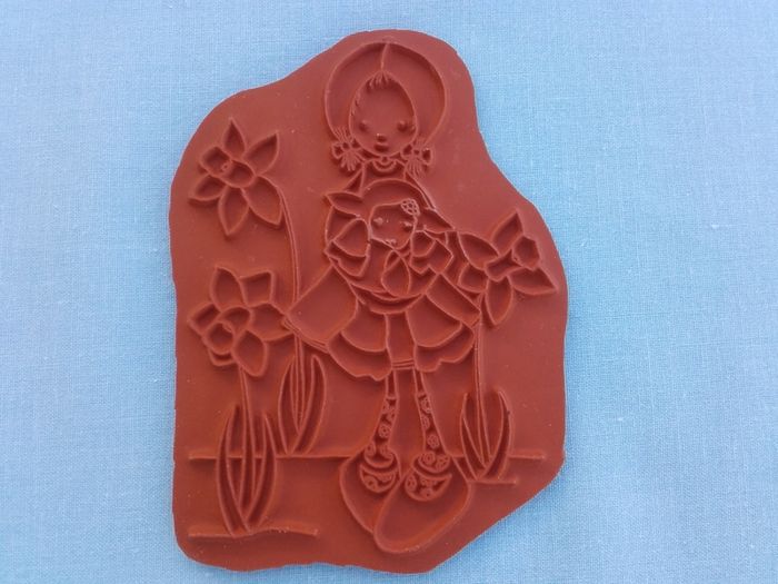 Spring - Girl with Lamb - Whiff of Joy Rubber Stamp