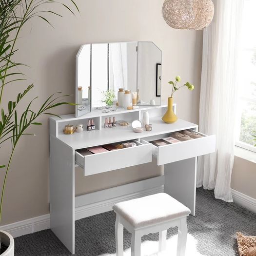 White Dressing Table With Mirrors (FREE POSTAGE)