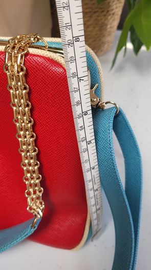RETRO style red, blue and gold tone chain crossbody and shoulder straps
