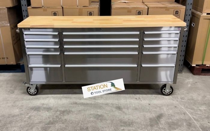 72" inch wide stainless steel 15 drawer tool box
