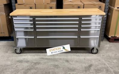 Stainless Steel 72 Inch Wide 15 Drawer Tool Box