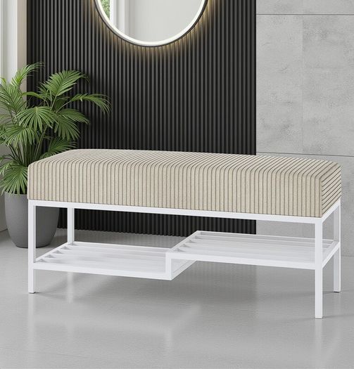 Ashton Modern Upholstered Bench with Shoe Rack