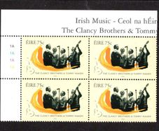 2006 Ireland Irish Music The Clancy Brothers Plate Block 1A1A1A1A Commemorative Stamp Mint Never Hinged (MNH)
