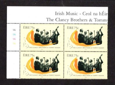 2006 Ireland Irish Music The Clancy Brothers Plate Block 1A1A1A1A Commemorative Stamp Mint Never Hinged (MNH)