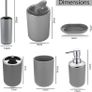6 Pieces | Bathroom Accessories Set | Plastic Bathroom Accessories | Toothbrush Holder, Rinse Cup, Soap Dish, Hand Sanitizer Bottle, Waste Bin, Toilet Brush with Holder | White Image 3