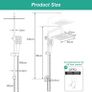 Shower Riser Rail Kit, with 10"(25cm) Square Rainfall ShowerHead and Handheld, 1.6m Hose Without Mixer, Shower Column for Bathroom, Chrome Image 2