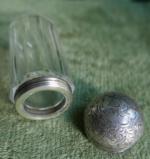 Antique Edwardian 1800s Set 5 Sterling Silver Cut Glass Vanity Pin Bottles Jars