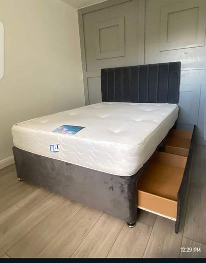Double 4ft6 5ft King And 6ft Superking Sizes Divan Beds Instock. Tufted Mattresses And Optional Drawers Available