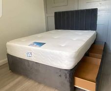 New Double, King And Superking Sizes Divan Beds Instock. Multiple Headboard Designs And Drawers Storage Available