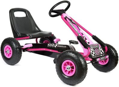 Kids Racing Car Go Kart Cart With Rubber Wheels