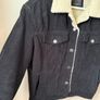 BERSHKA Black Cord Jacket Faux Sheepskin Lining Size M! Image 6