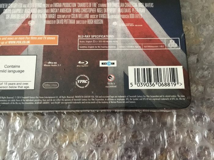 Chariots of Fire Blu Ray Limited Edition Steelbook