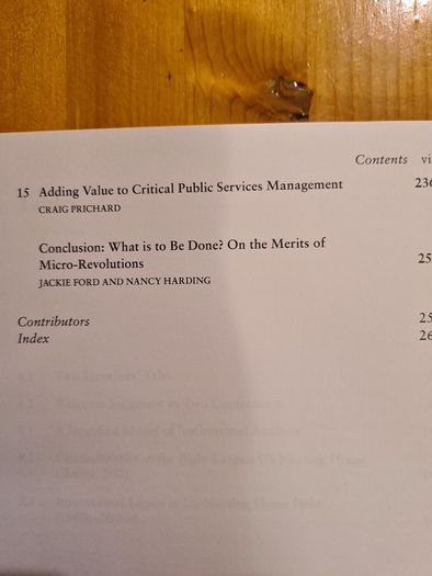 Making Public Services Management Critical.  Edited By Graeme Currie, Jackie Ford,nancy Harding,&mark Learmonth.