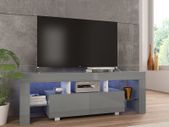 TV Cabinet with LED Lights High Gloss Grey 130x35x45 cm