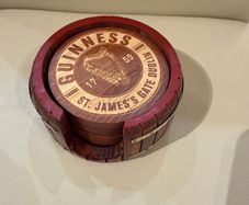 Guinness Wooden Barrel Coasters 6 Pack