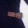 Massimo Dutti Navy Blue Shawl Collar Belted Sweater Knit Wool Cashmere Dress Size M Image 3