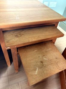 Solid oak nest of 3 tables