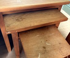 Solid oak nest of 3 tables