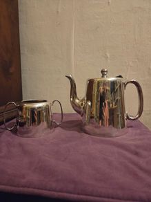 Antique Henry Jenkins Silver Hard Soldered Teapot and Sugar Bowl