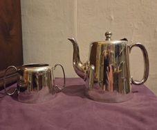 Antique Henry Jenkins Silver Hard Soldered Teapot and Sugar Bowl