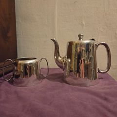 Antique Henry Jenkins Silver Hard Soldered Teapot and Sugar Bowl