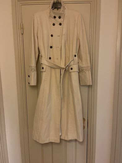 Cream full length military style Coat