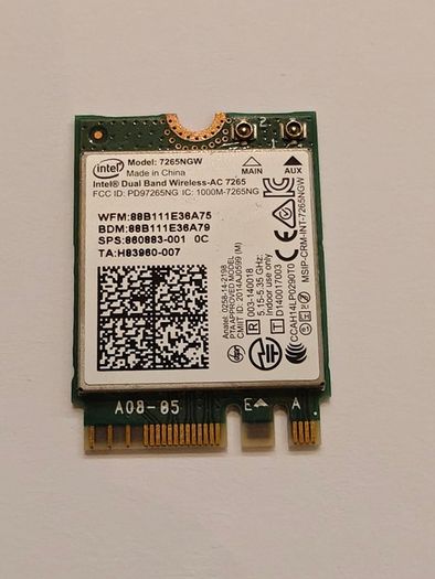 Intel 7265NGW Wifi Card Dual Band 2x2 Wireless AC + Bluetooth 4.0 M2 Interface Also Supports 802.11 AC