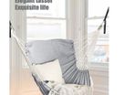 Hanging Chair, Hanging Swing, 2 Seat Cushions Included, Strong Webbing Straps and Hooks, Easy to Hang Hanging Chair Made of Soft Cotton Fabric, Side Pocket, Large Tassel Chair Set, Comfort Indoors and Outdoors