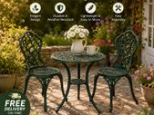 French Country Style Cast Aluminium Bistro Set Deep Forest Green