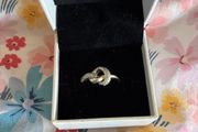 Pandora Womens Silver Crossover Sparkly Ring- Size 58 Brand New