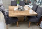 Solid granite table for sales as good as new cream and beige in colour and 6 chairs
