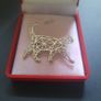 Geometric Cat Brooch Silver Tone Minimalist Feline Pin Badge Modern Origami Style Cat Broach Image 3