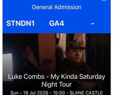 Luke Combs Slane Tickets x 2